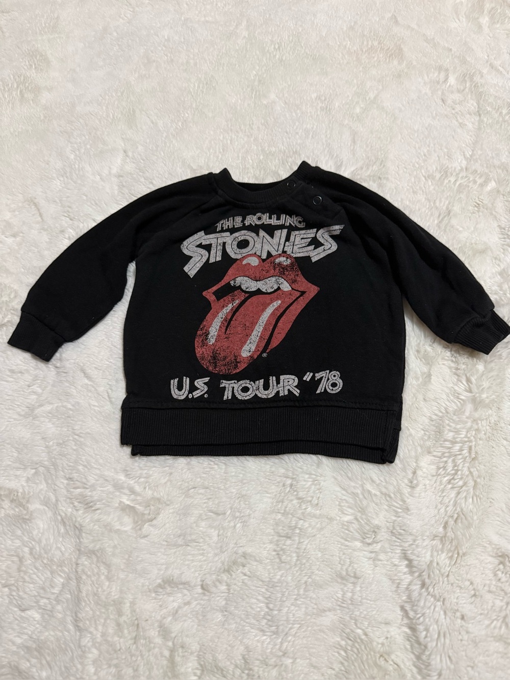 The Rolling Stones Baby Sweatshirt Black US Tour 78 Graphic Pullover Size 12M